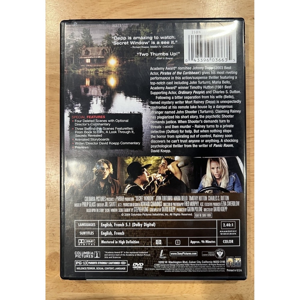 Secret Window‎ (DVD, 2004) - Picture 2 of 3